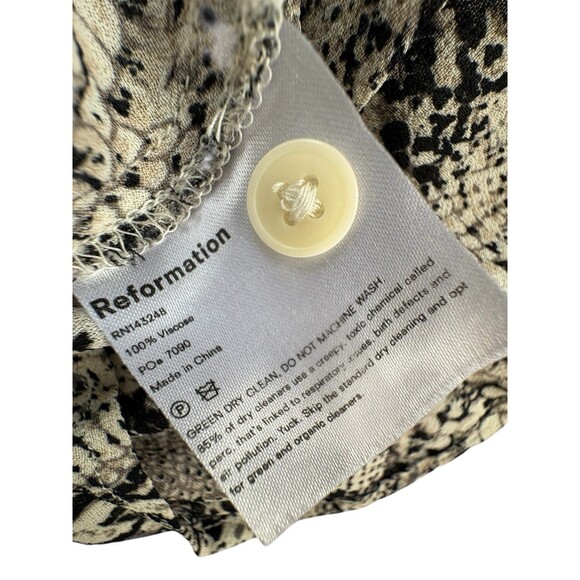 Reformation Pinched Shoulder Snake Print Blouse Top Size 4 Python Long Sleeve - Picture 11 of 11